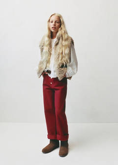 Wide leg jeans with buttons — Red 1