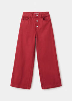 Wide leg jeans with buttons — Red 2