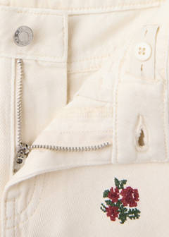 Wide leg jeans with floral embroidery — Ecru 5
