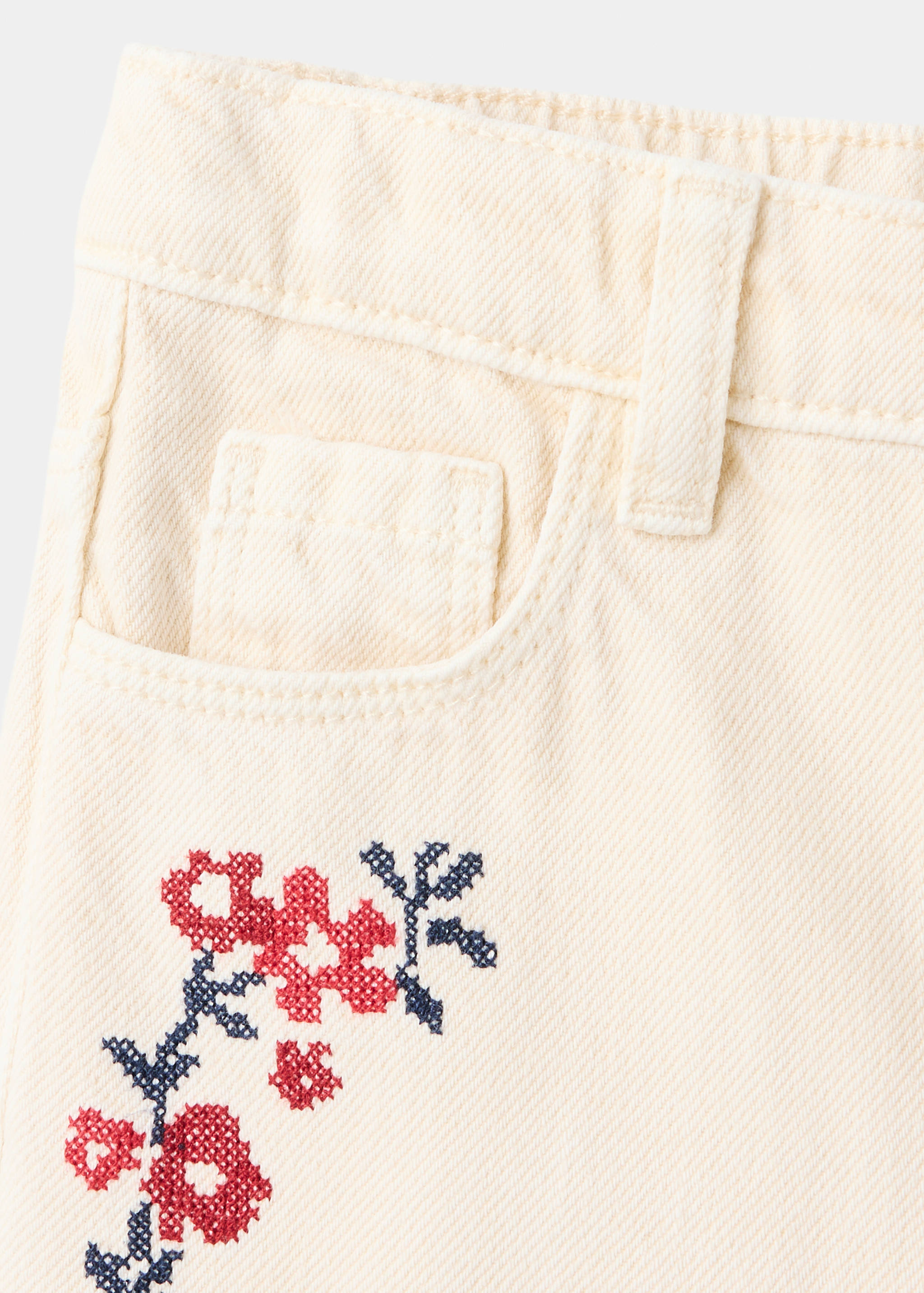 Straight-leg jeans with floral embroidery detail - Details of the article 8