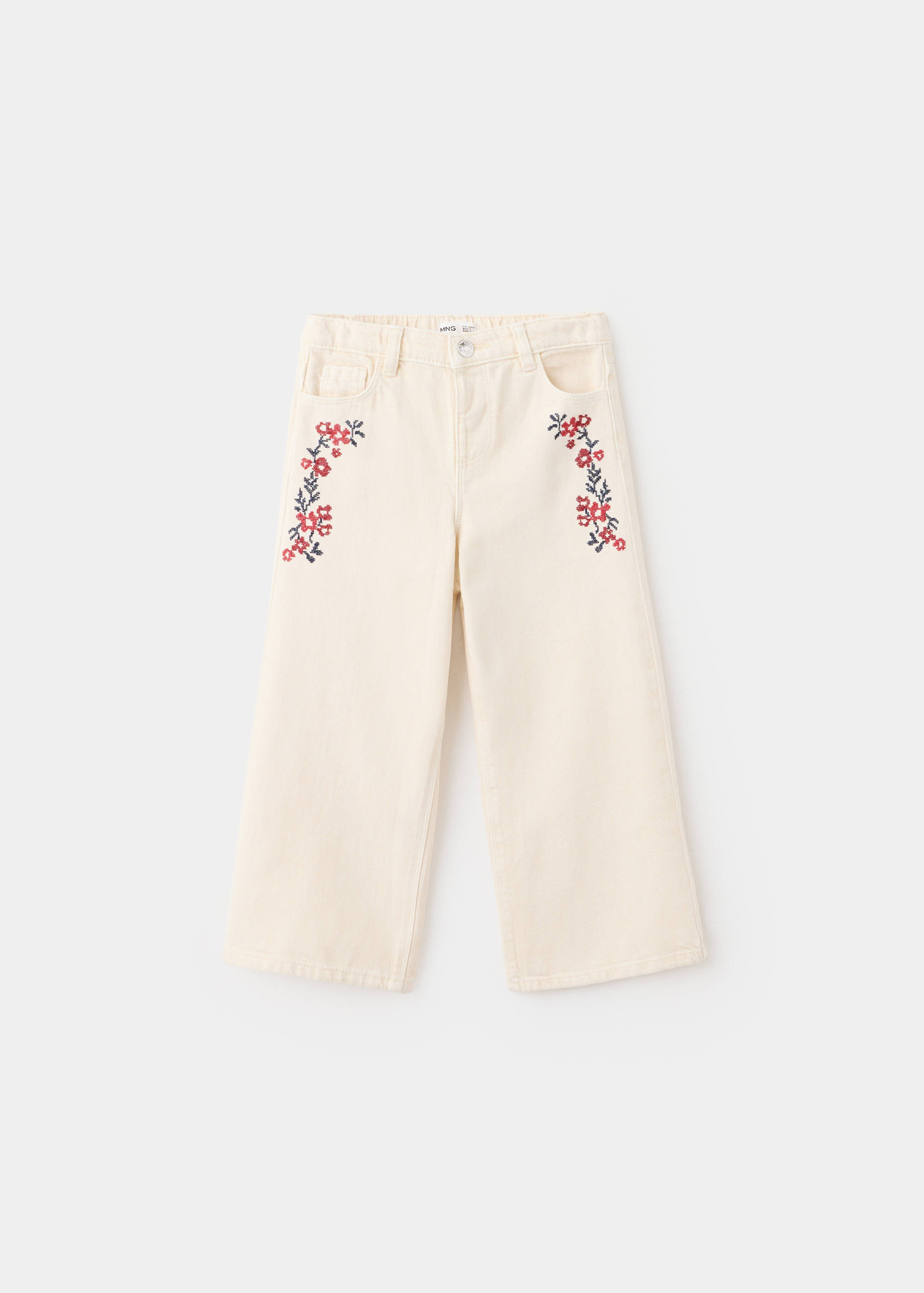 Straight-leg jeans with floral embroidery detail - Article without model
