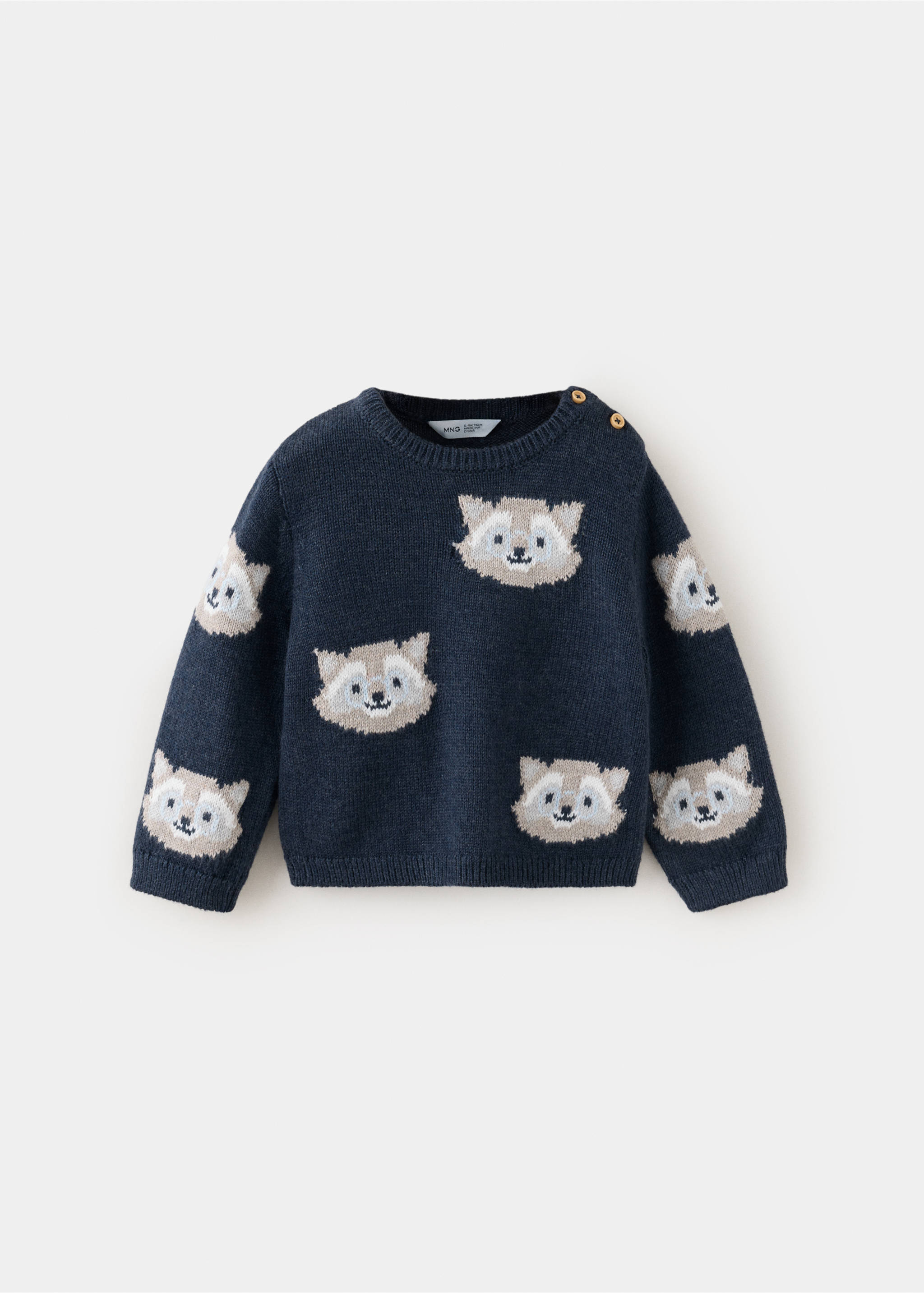 Printed jersey with button detail - Article without model, Indigo Blue. Ref: 37006361-00.