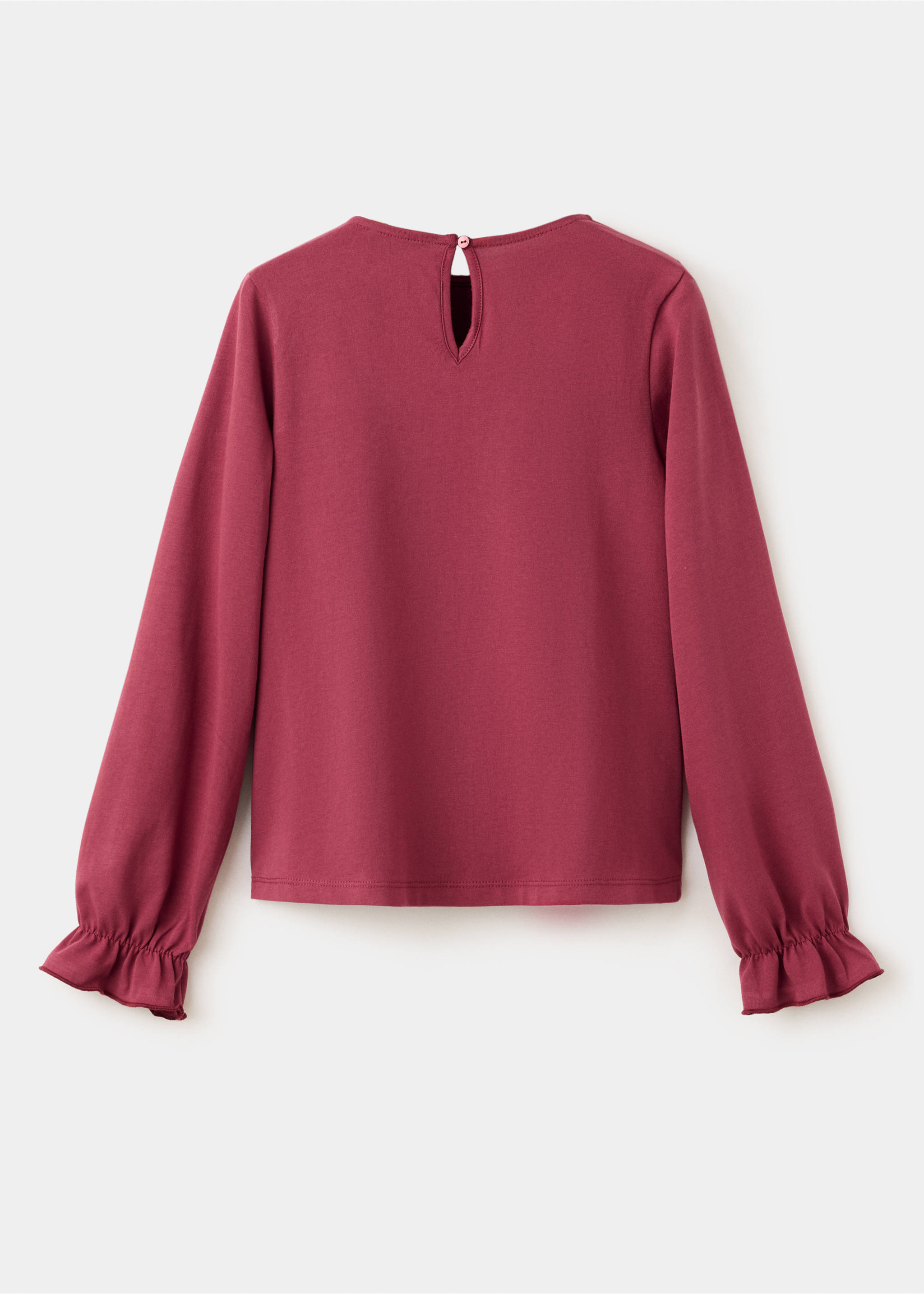 Frills cotton t-shirt - Reverse of the article, Cherry. Ref: 37006362-00.