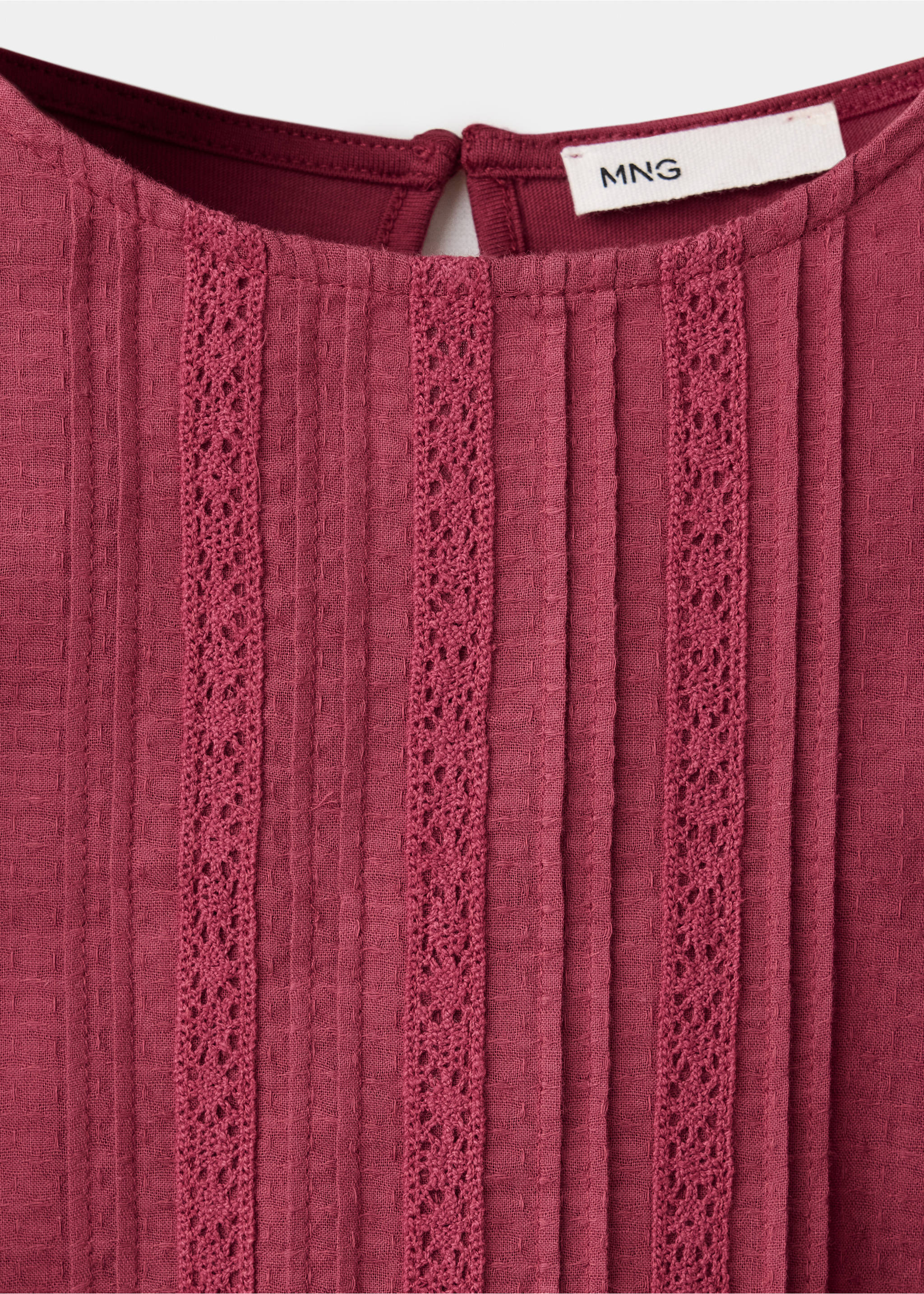 Frills cotton t-shirt - Details of the article 8, Cherry. Ref: 37006362-00.