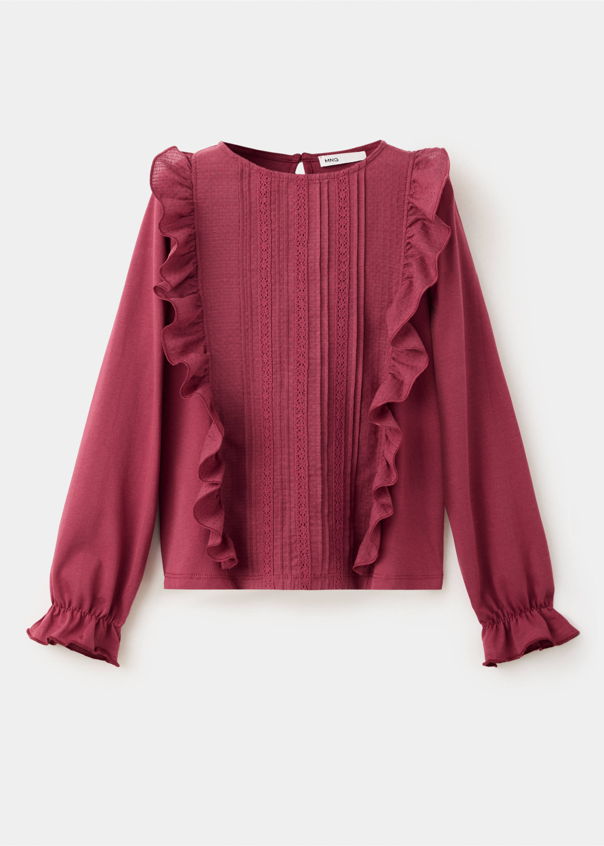 Frills cotton t-shirt - Article without model, Cherry. Ref: 37006362-00.