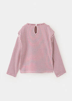 Striped t-shirt with embroidered detail — Cherry 4