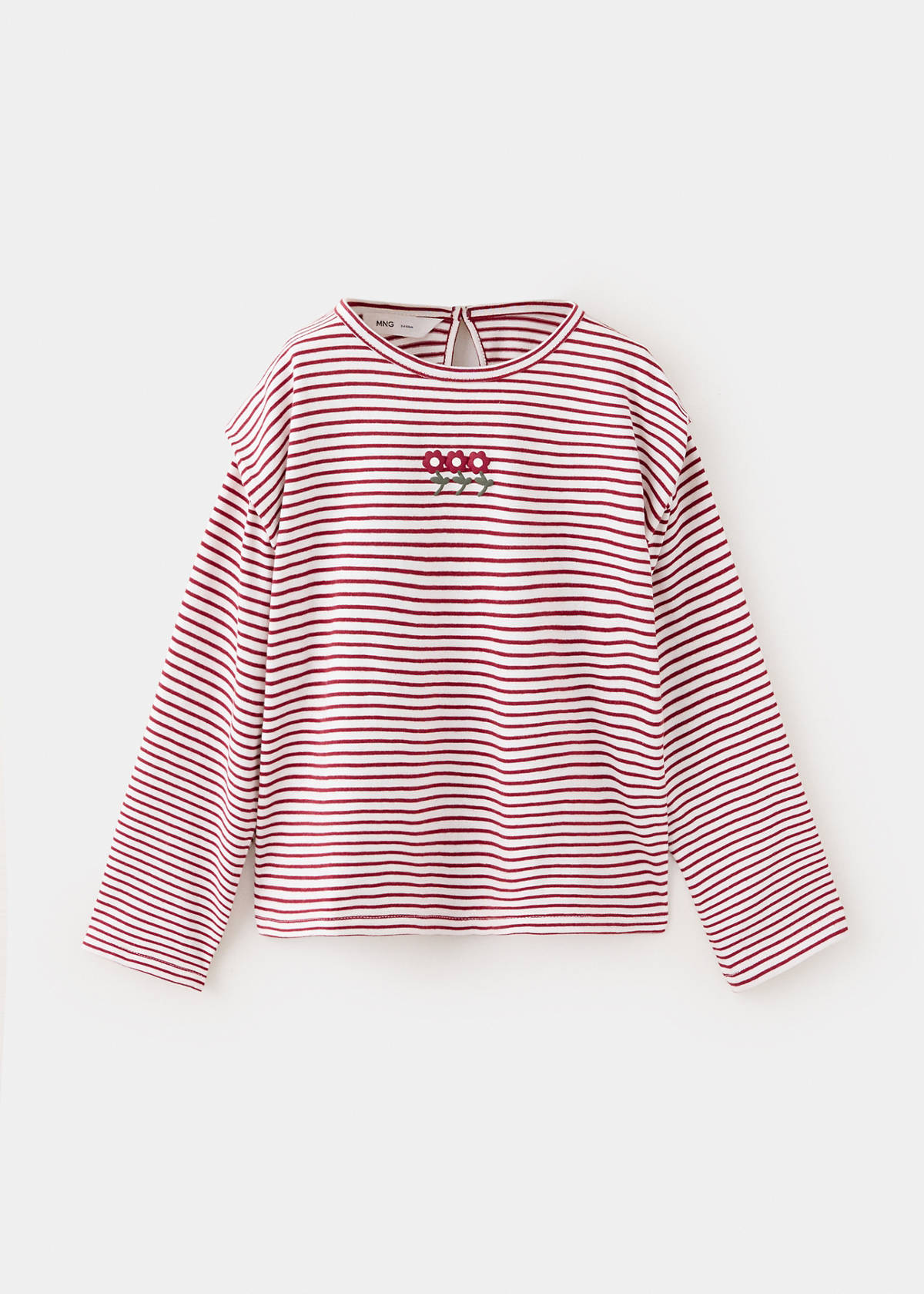 Striped t-shirt with embroidered detail — Cherry