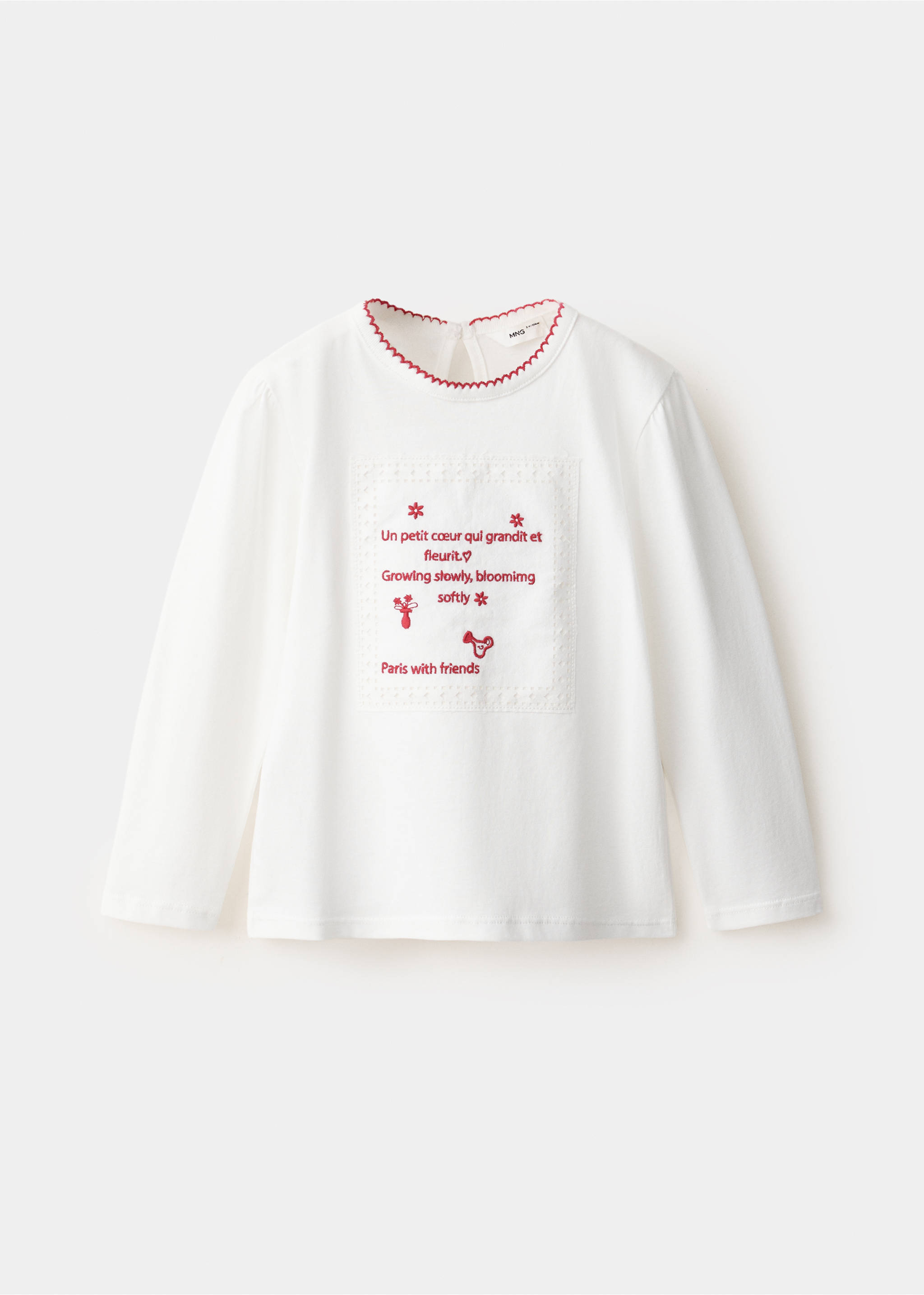 T-shirt coton inscription brodée - Article sans modèle, Blanc cassé. Ref: 37006364-00.