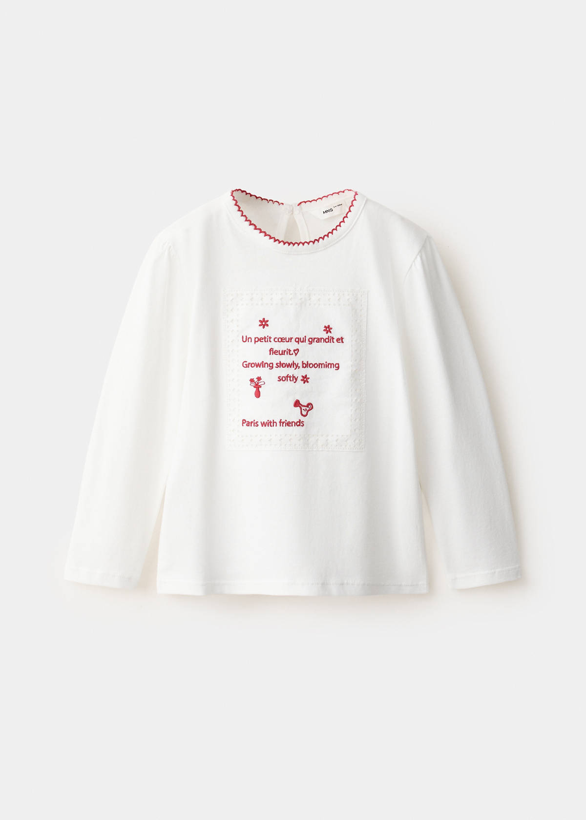 Cotton tee with embroidered text — Off White