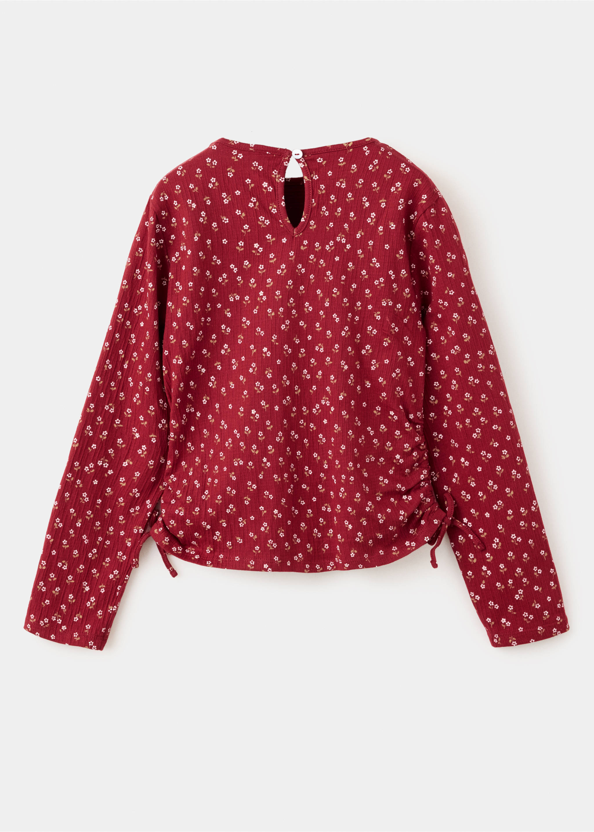 T-shirt with floral texture - Reverse of the article, Cherry. Ref: 37006367-00.