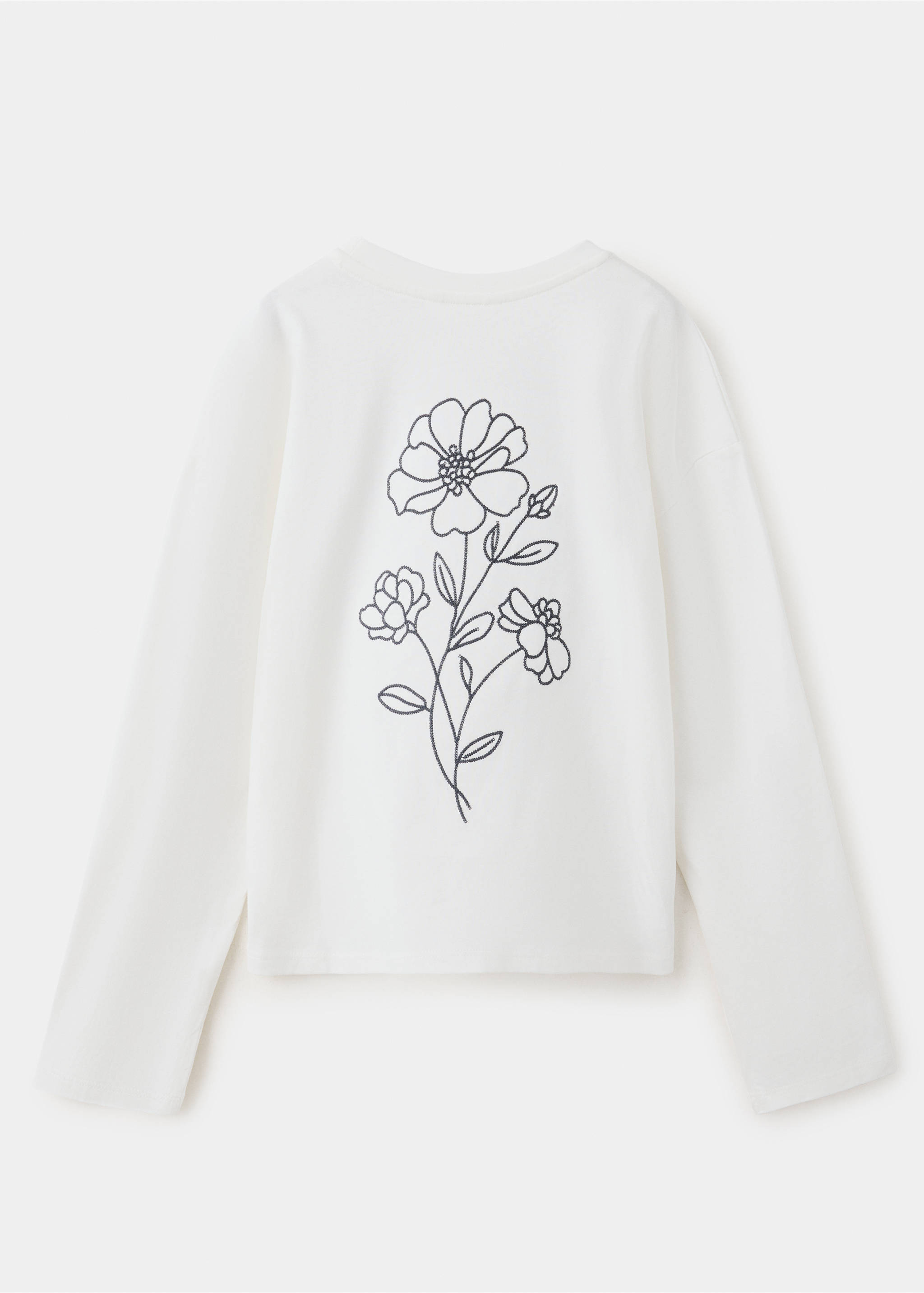 Printed long sleeve t-shirt - Reverse of the article, Ecru. Ref: 37006368-00.