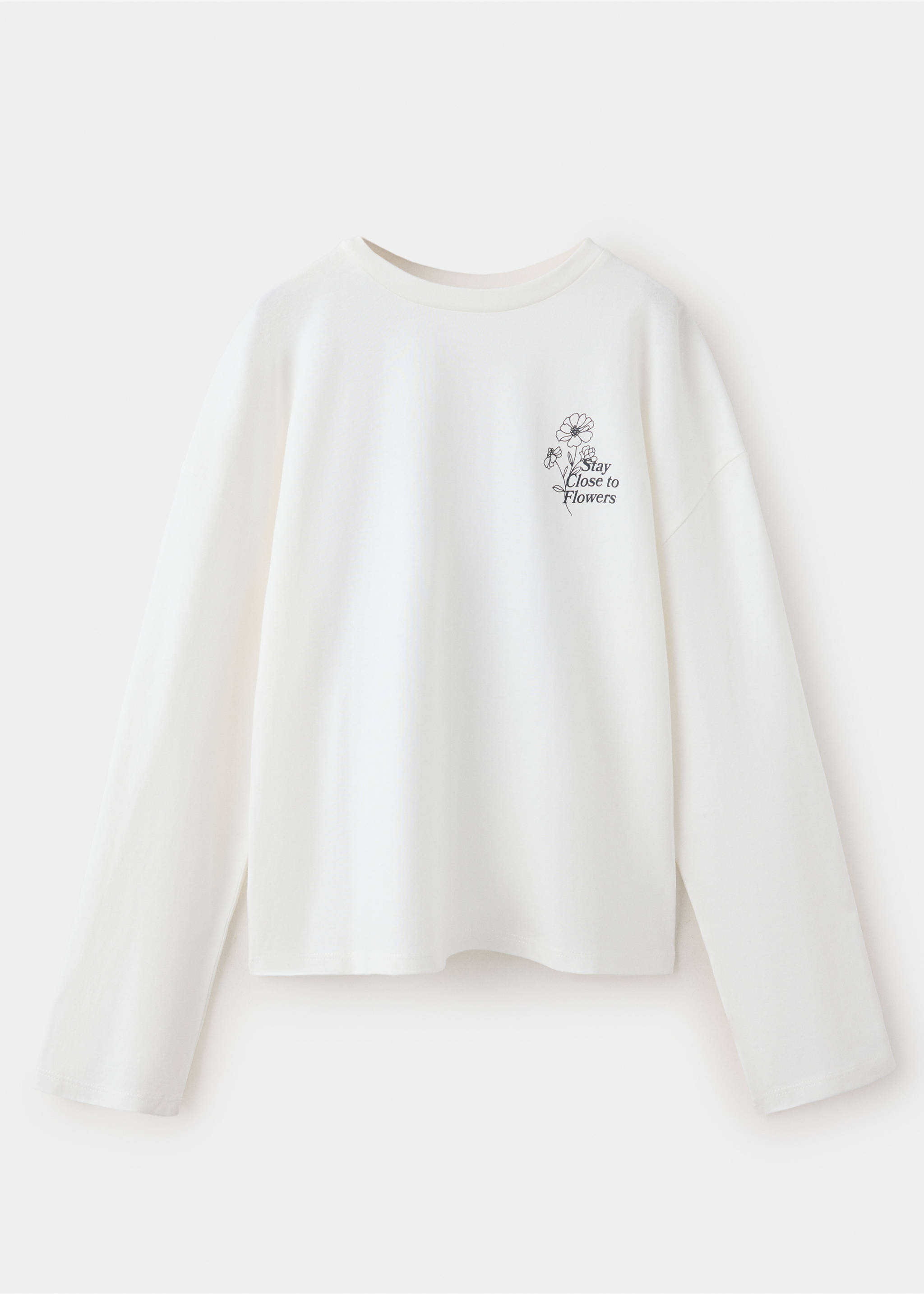 Printed long sleeve t-shirt - Article without model, Ecru. Ref: 37006368-00.