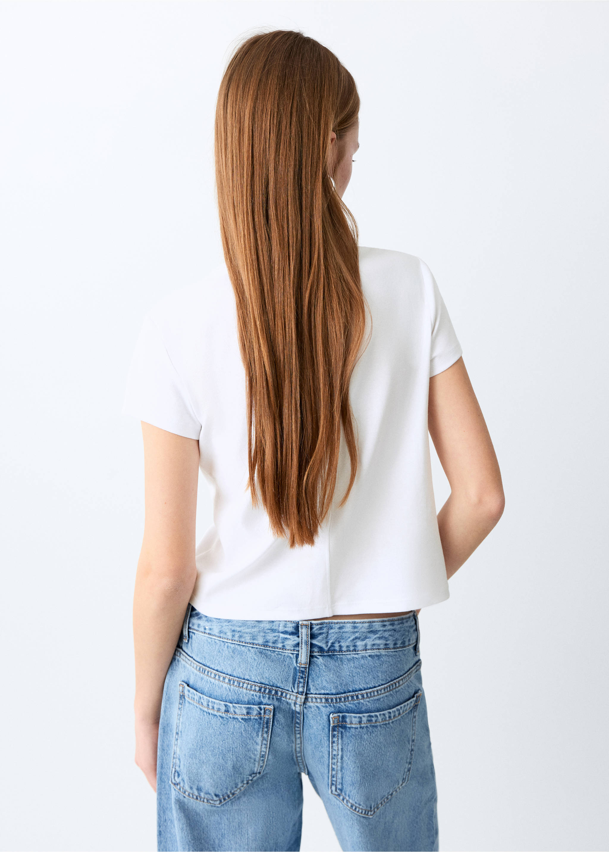 Essential cotton-blend T-shirt - Reverse of the article, Off White. Ref: 37006373-00.