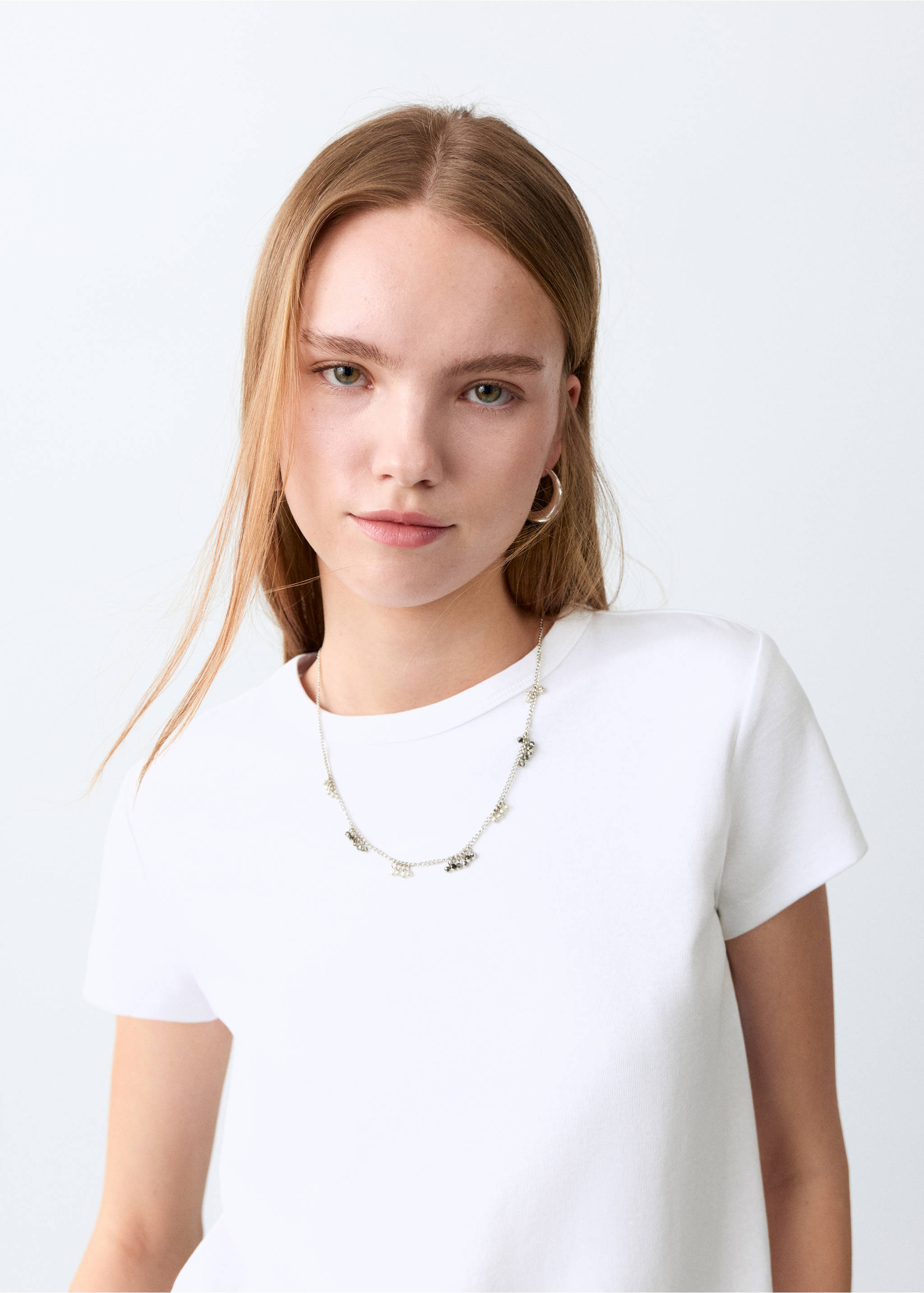 Essential cotton-blend T-shirt - Details of the article 1, Off White. Ref: 37006373-00.