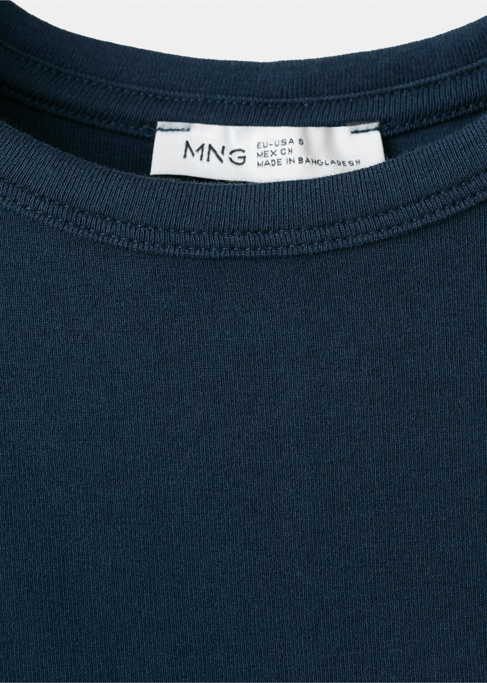 Essential cotton-blend T-shirt - Details of the article 8, Navy. Ref: 37006374-00.