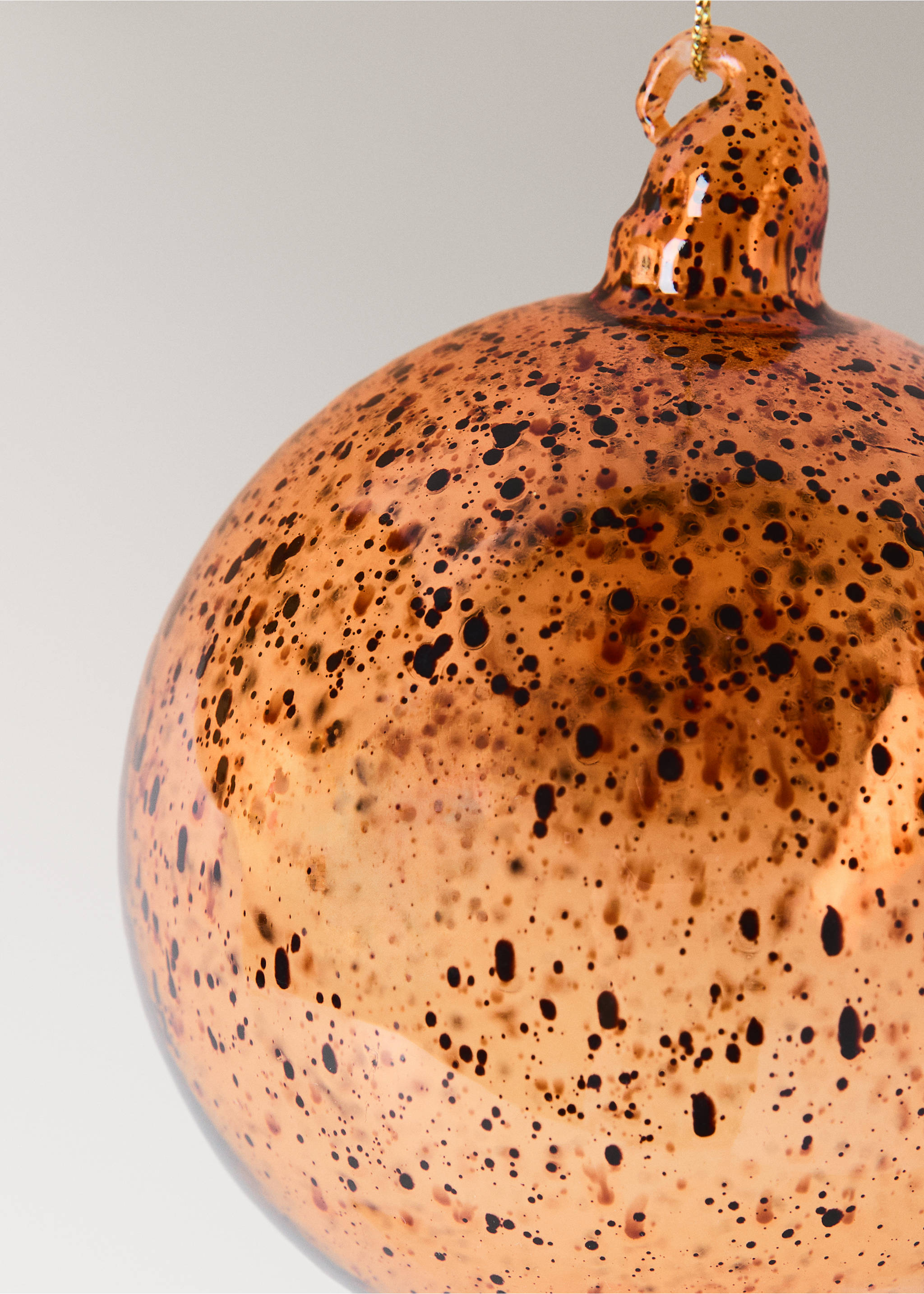 Amber speckled glass Christmas ornament with a hanging loop., Ochre. Ref: 37006745-00.
