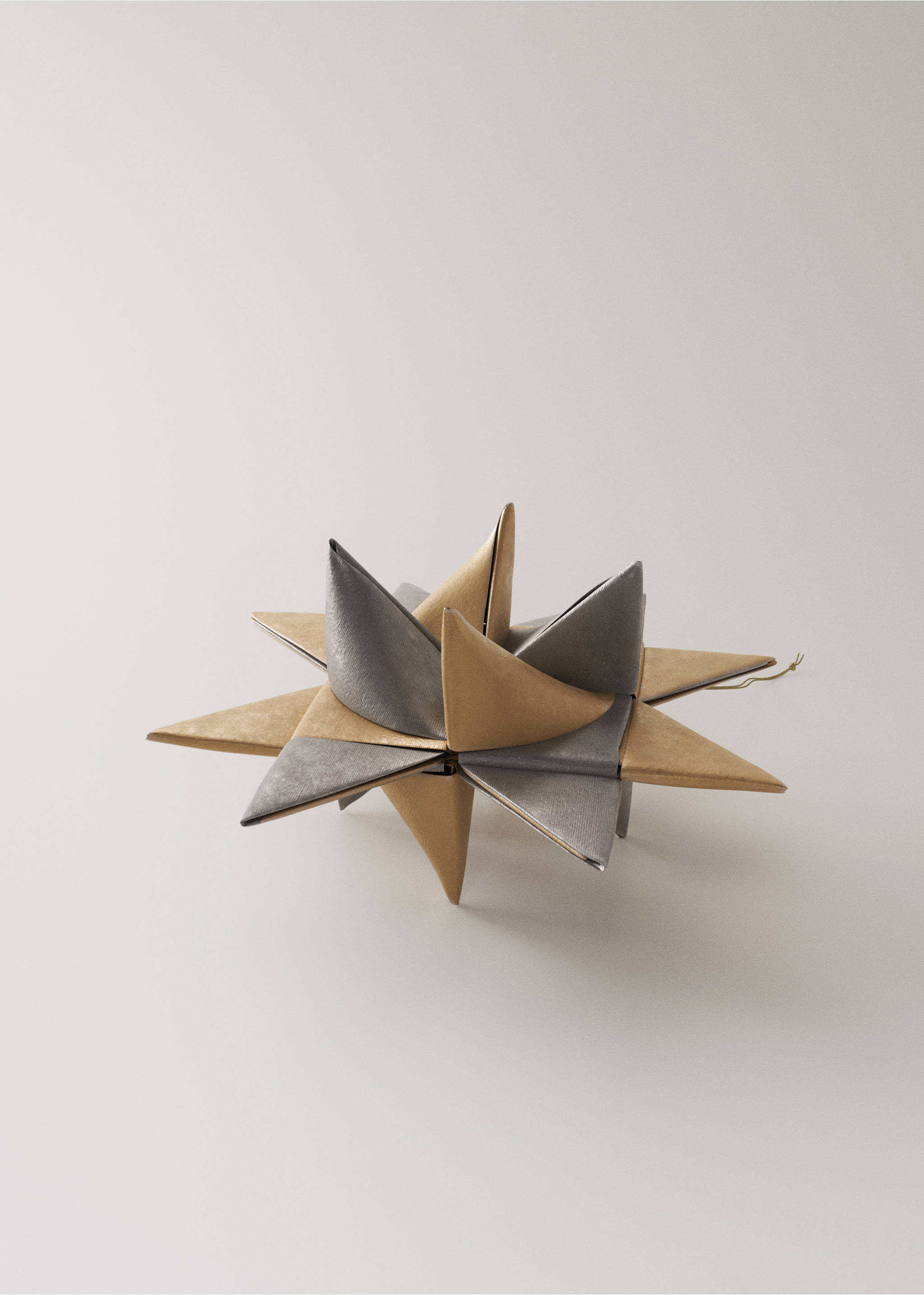 Two metallic gold and silver star Christmas ornaments., White. Ref: 37006773-00.