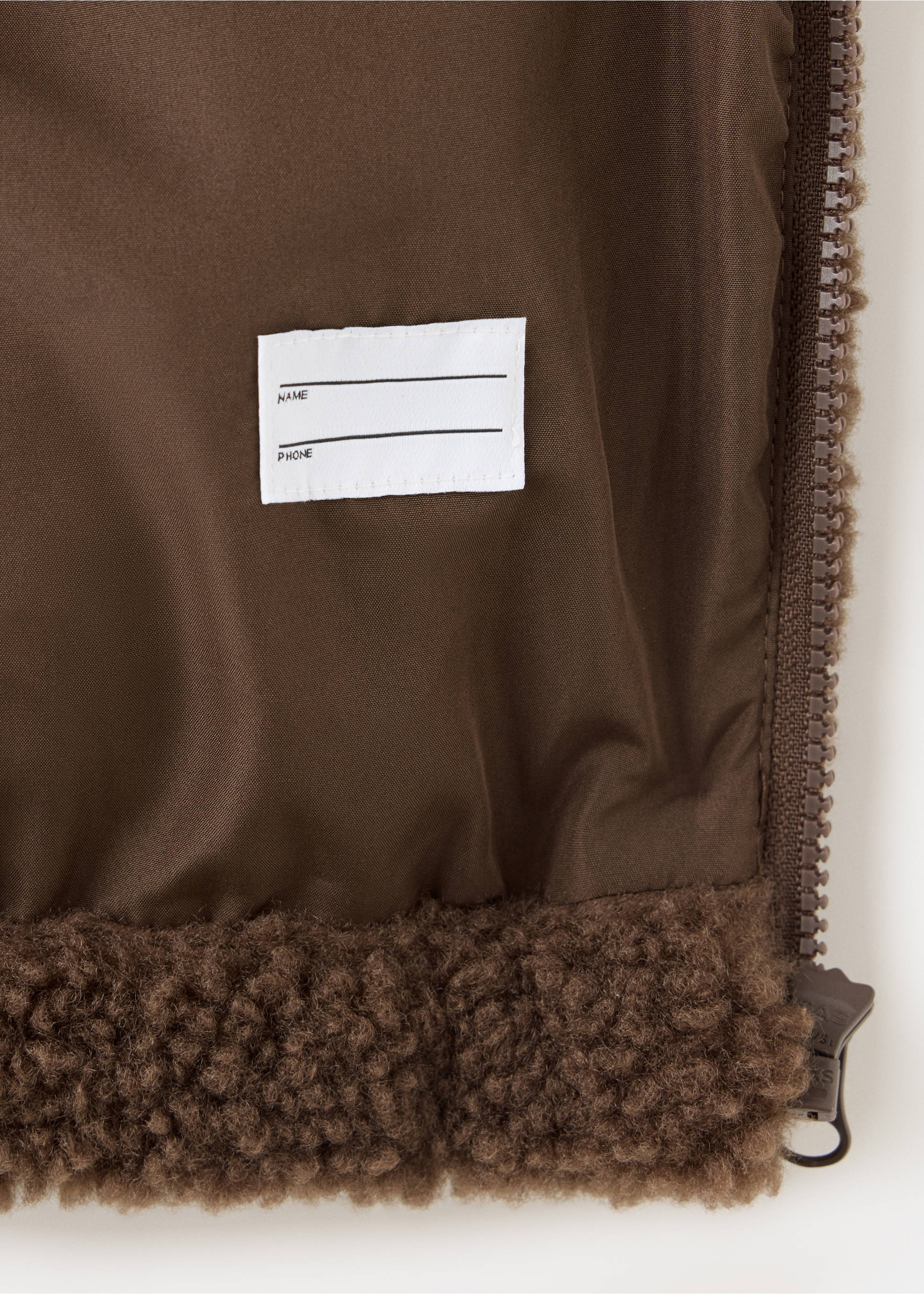 Shearling-effect coat - Details of the article 0, Chocolate. Ref: 37007118-00.