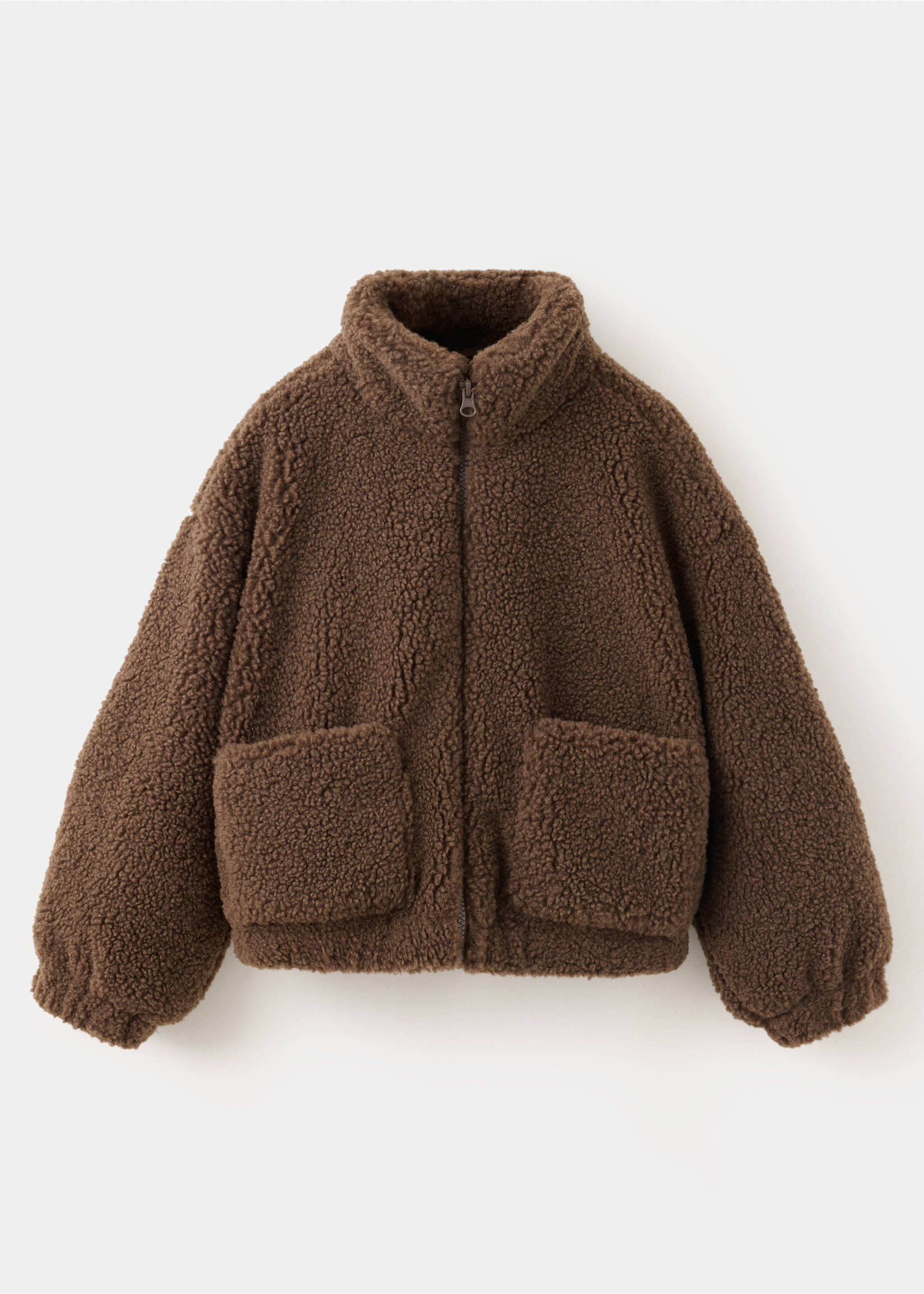 Shearling-effect coat - Article without model, Chocolate. Ref: 37007118-00.