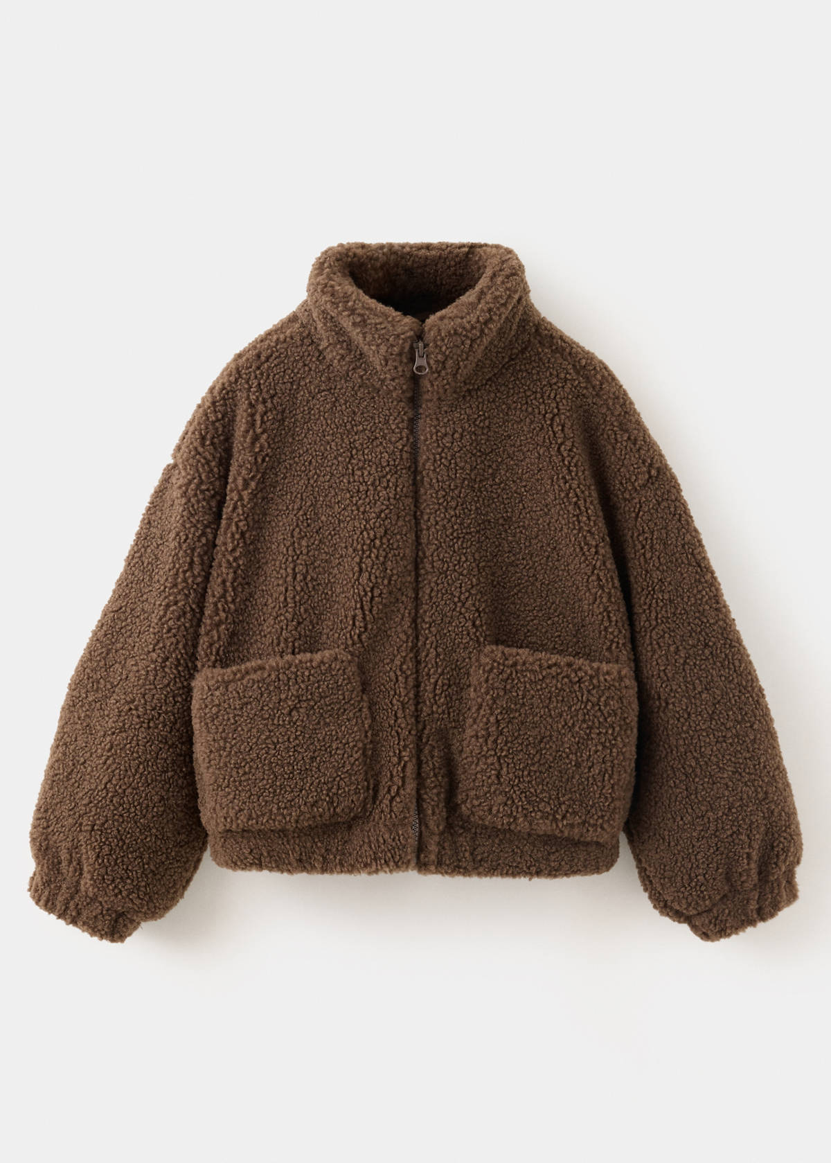 Shearling-effect coat — Chocolate