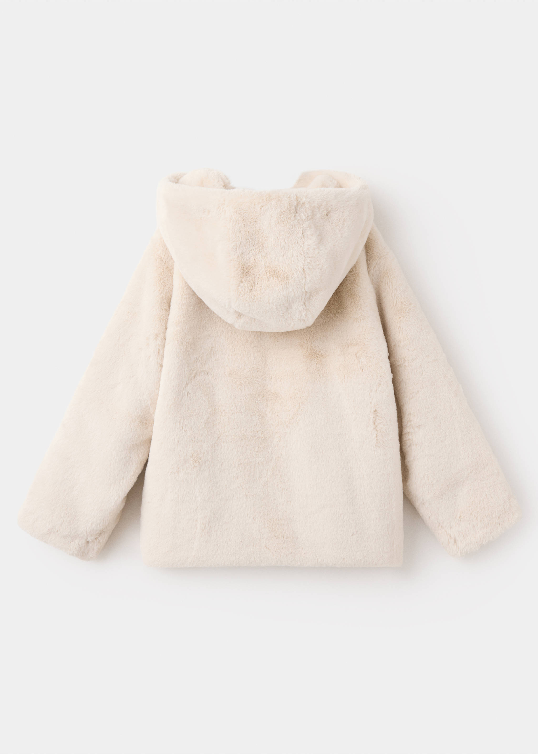 Long faux-fur coat - Reverse of the article, Ecru. Ref: 37007119-00.