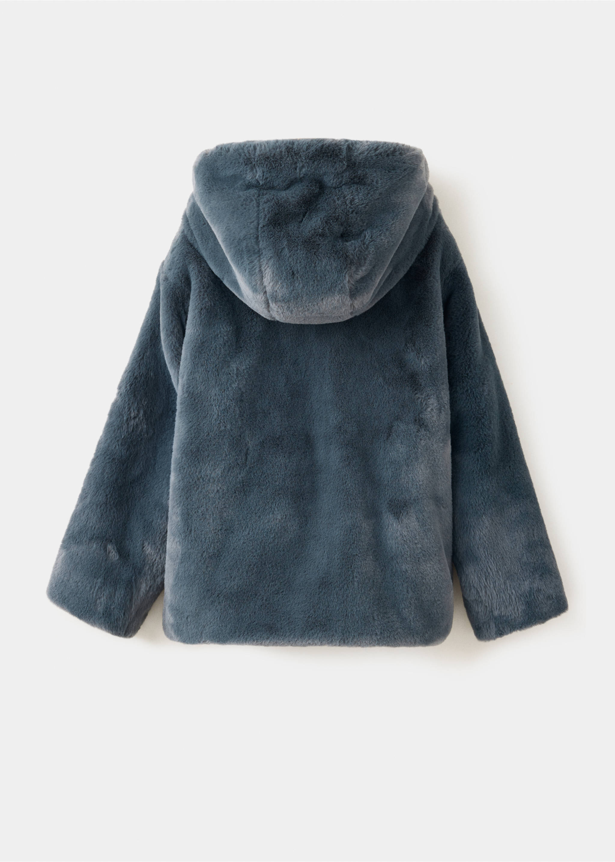 Long faux-fur coat - Reverse of the article, Charcoal. Ref: 37007119-00.