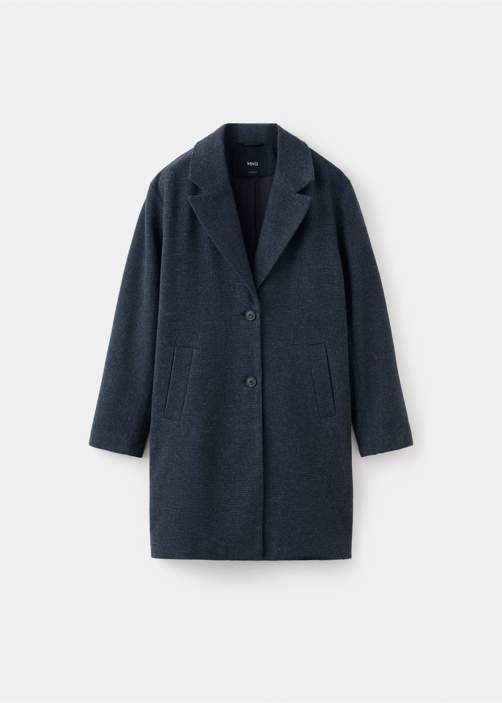 Manteau coupe midi drap de laine - Article sans modèle, Bleu marine foncé. Ref: 37007120-00.