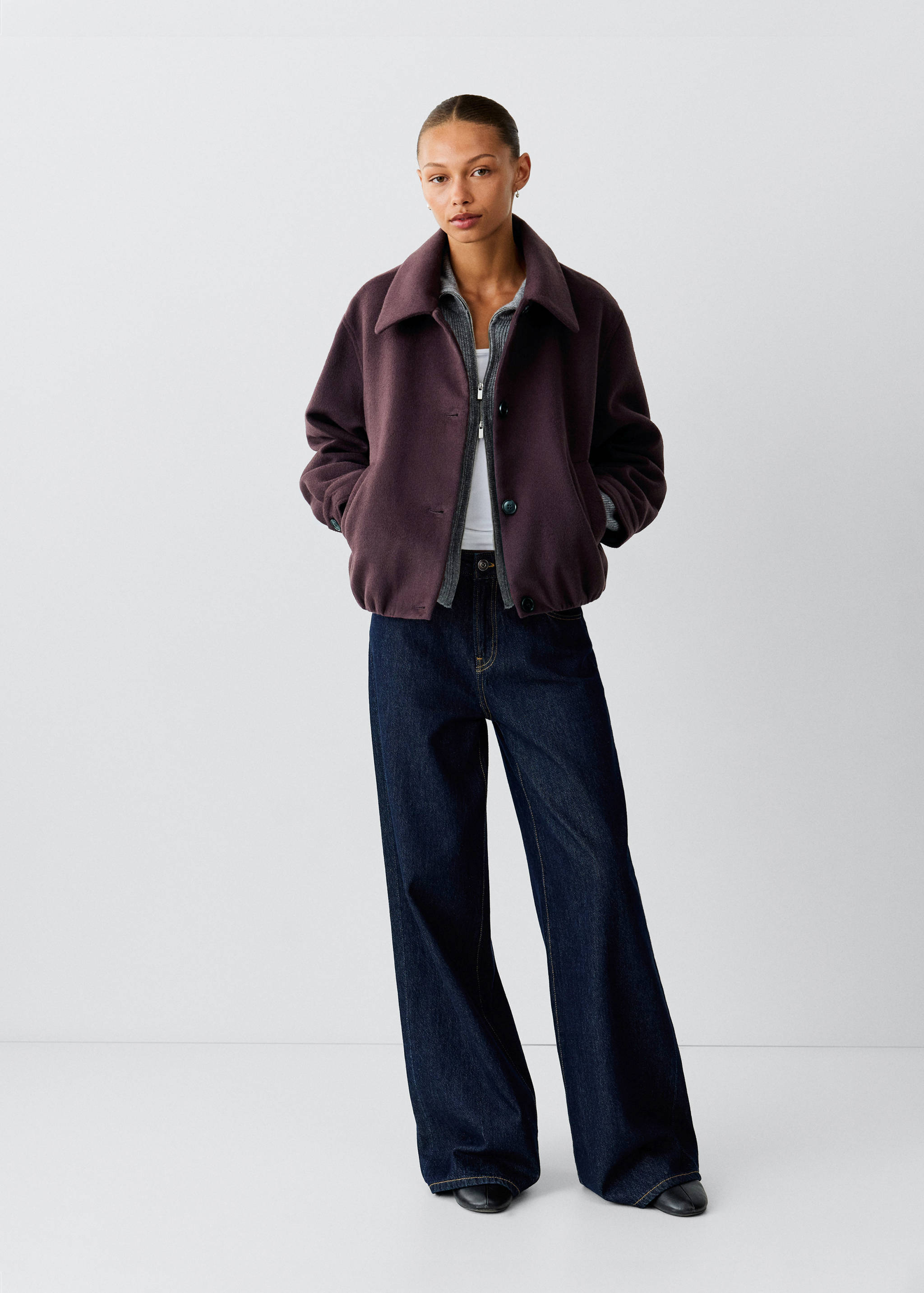 Short coat with a shirt collar - General plane