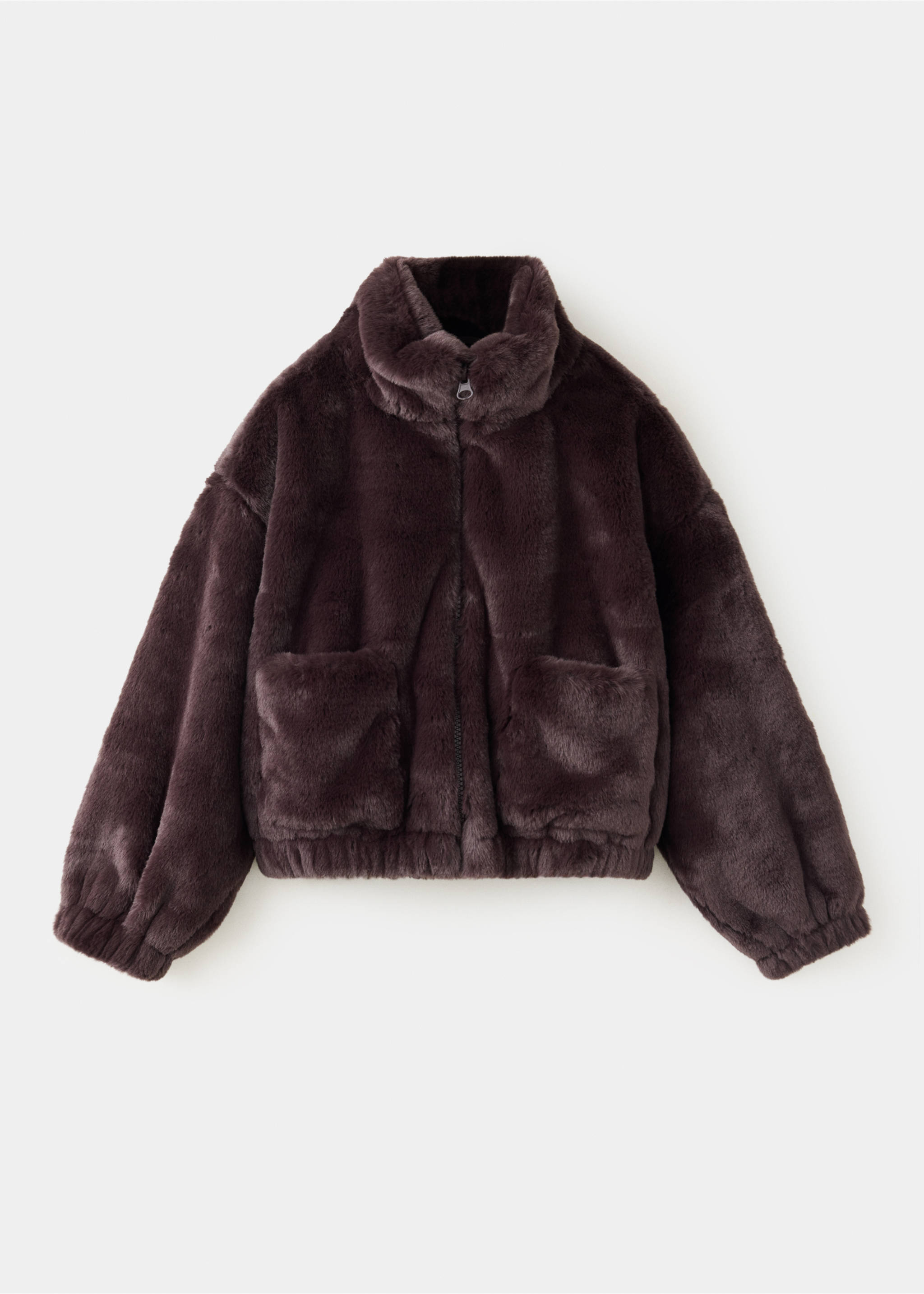Veste imitation fourrure - Article sans modèle, Bordeaux. Ref: 37007123-00.