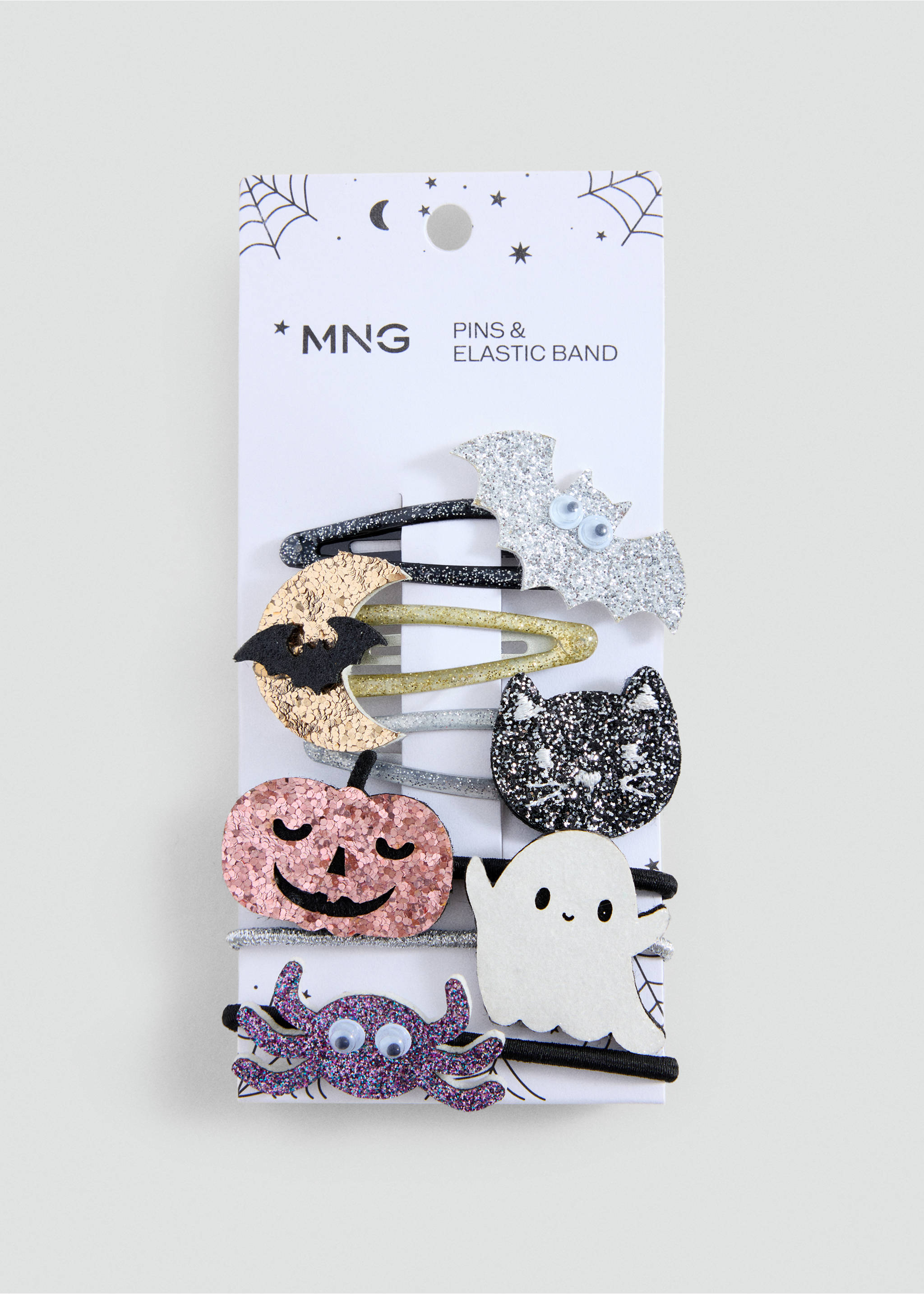 Pack of 6 Halloween hair clips and hair ties - Details of the article 1, Silver. Ref: 37007125-00.