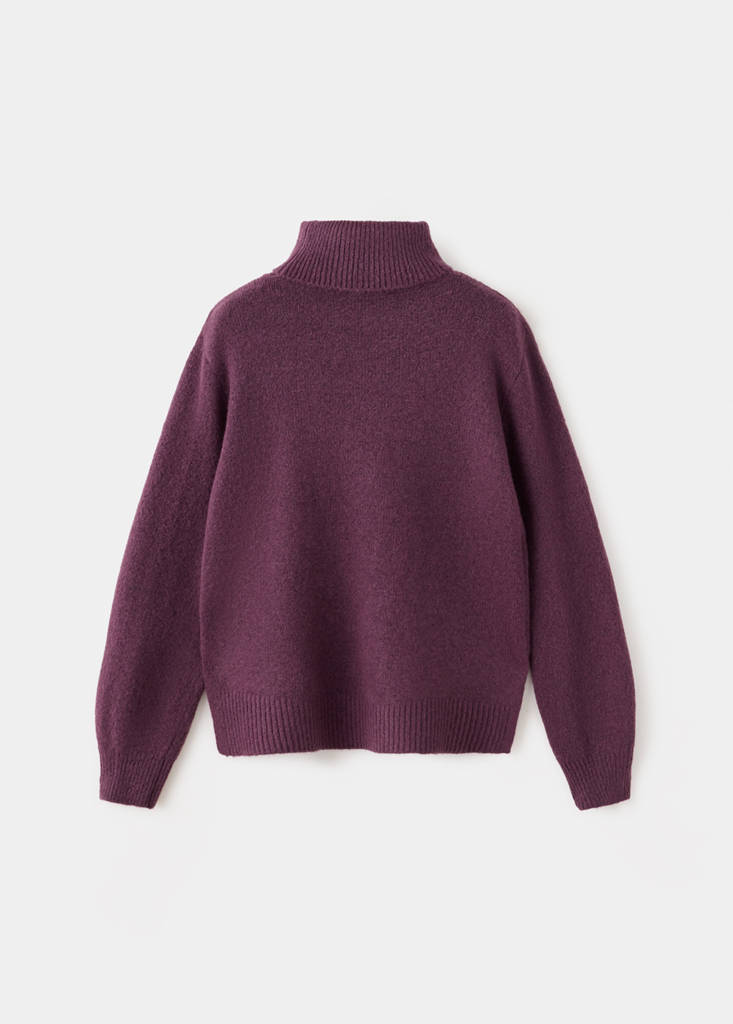 Turtleneck knit sweater — Maroon