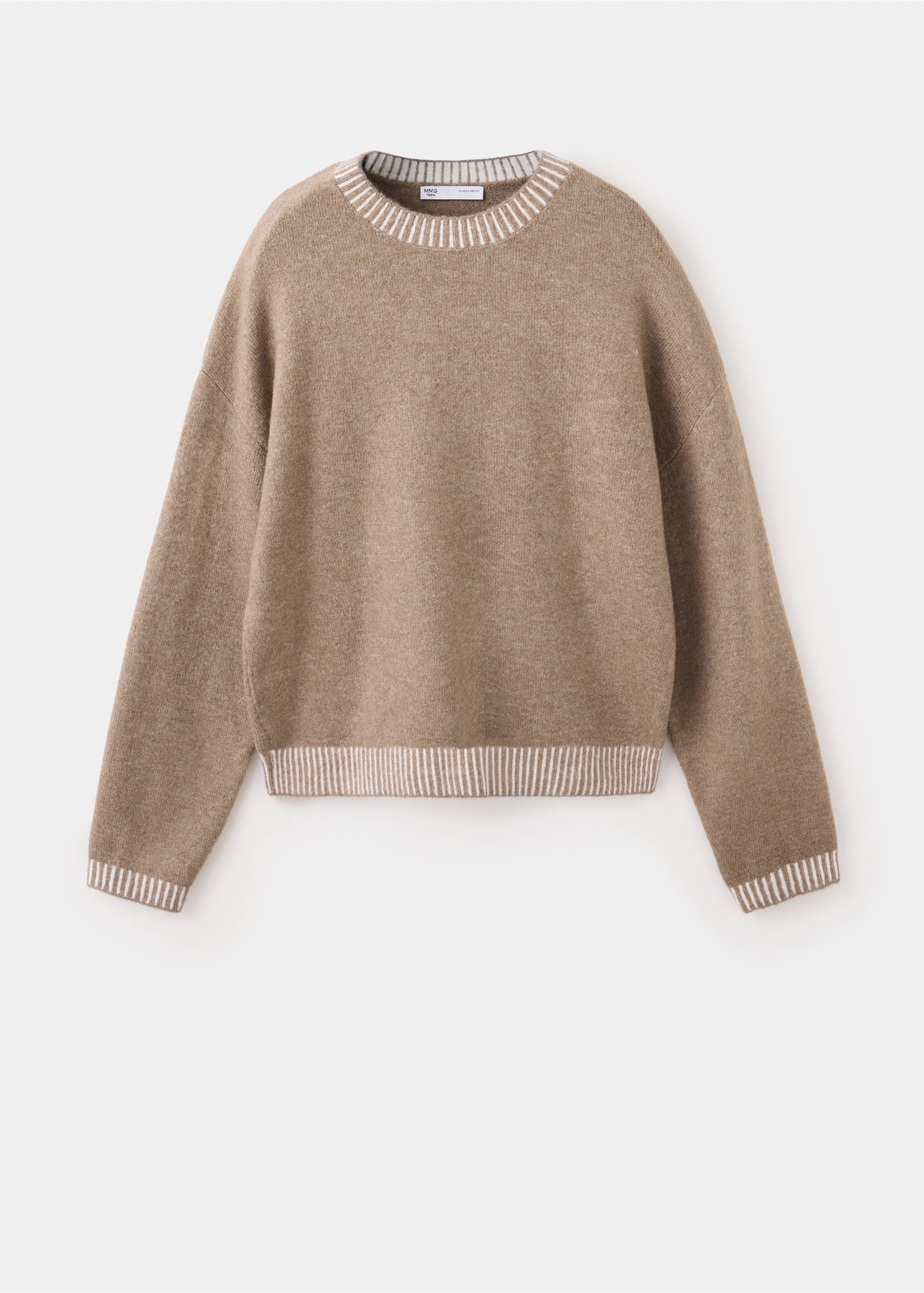 Pull détail contrasté - Article sans modèle, Marron clair/pastel. Ref: 37007129-00.