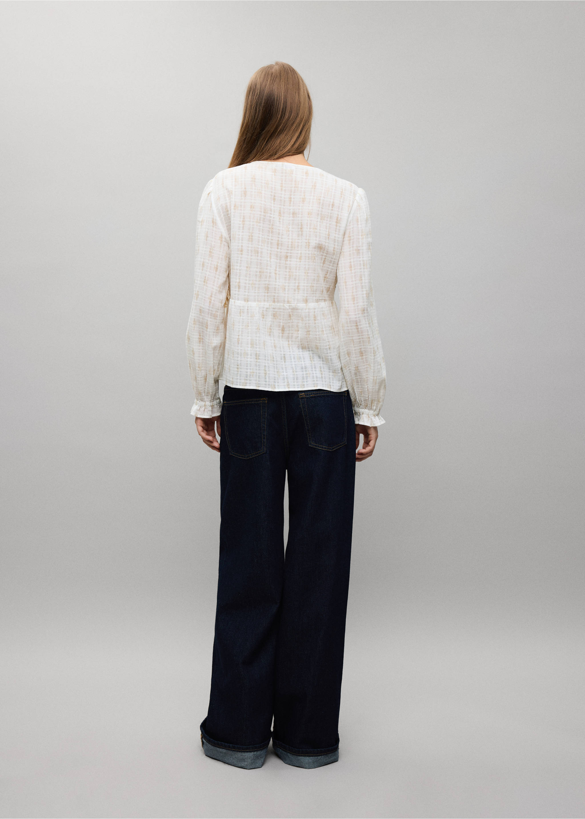 100% cotton gathered shirt - Reverse of the article, Off White. Ref: 37007132-00.