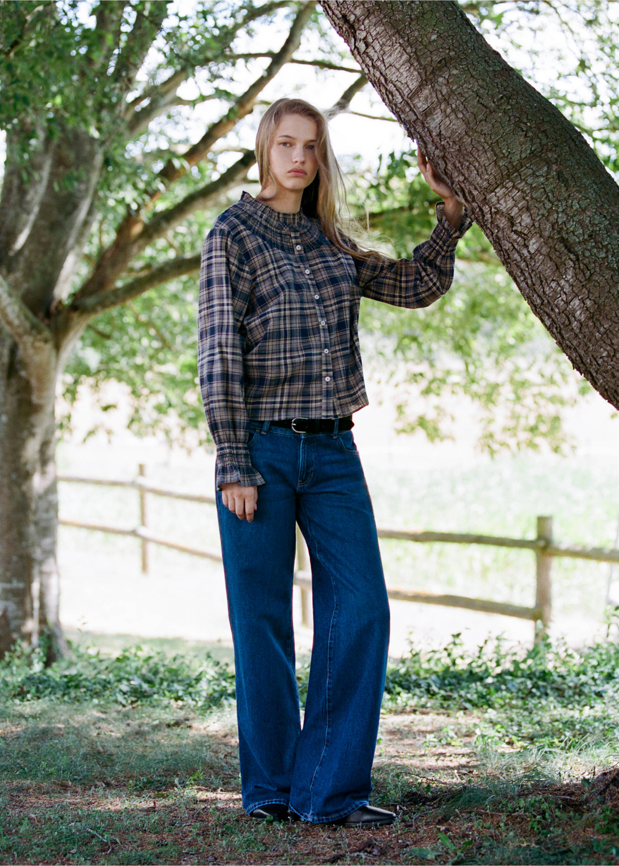 100% cotton checked shirt - General plane, Indigo Blue. Ref: 37007135-00.