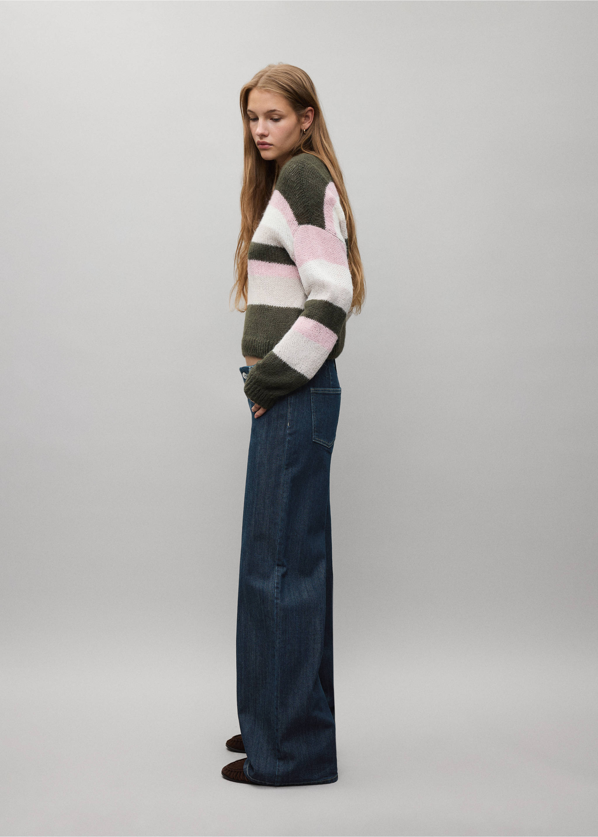 Jeans low waist wide leg - Plano medio, Azul oscuro. Ref: 37007138-00.