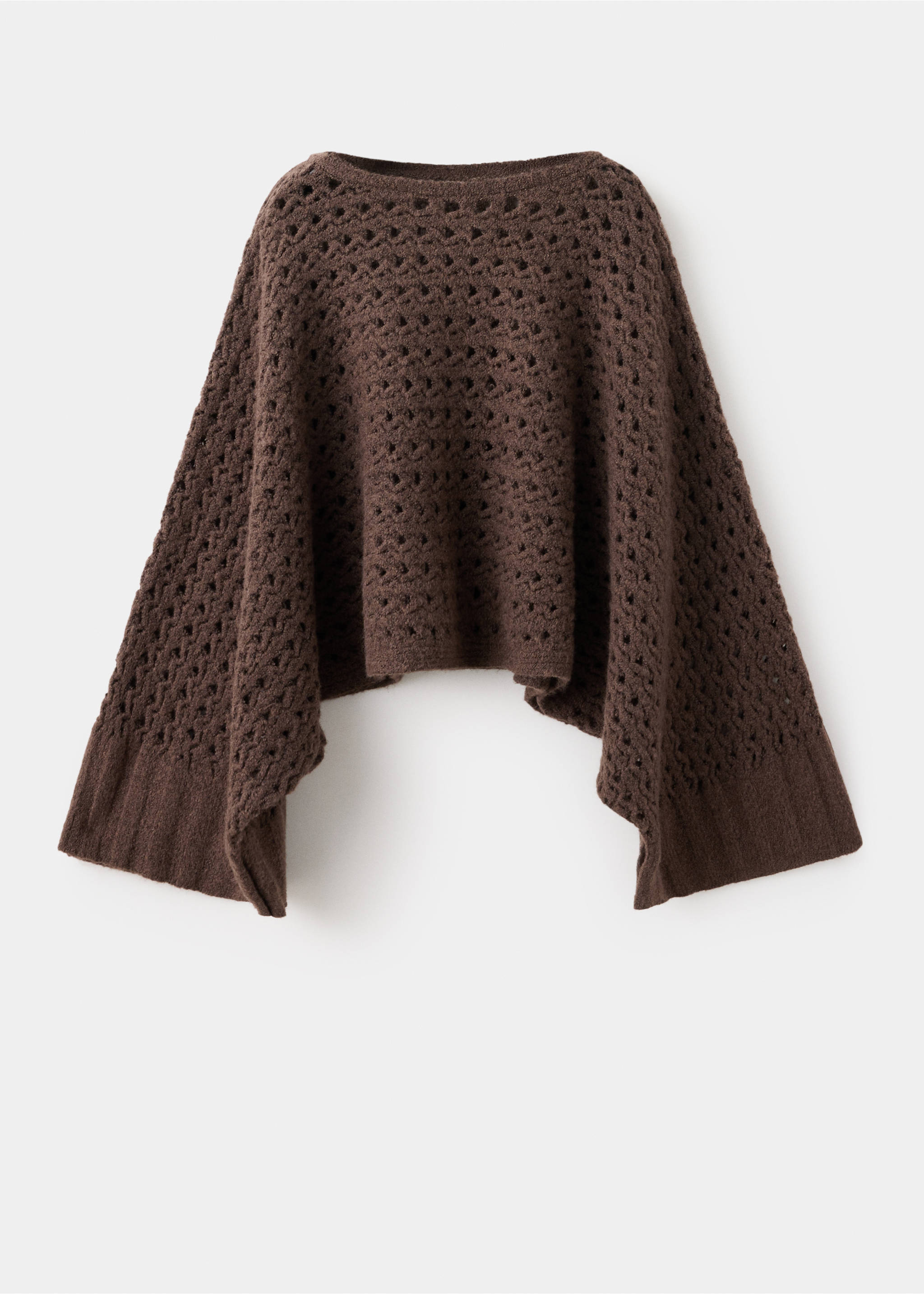 Brown knitted jersey with a wide fit, boat neckline and flared sleeves., Brown. Ref: 37007143-00.