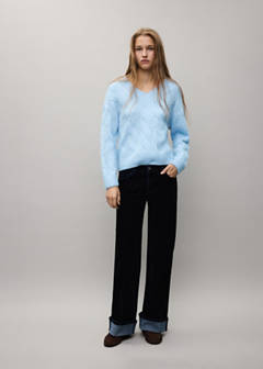 V-neck braided sweater — Sky Blue 2