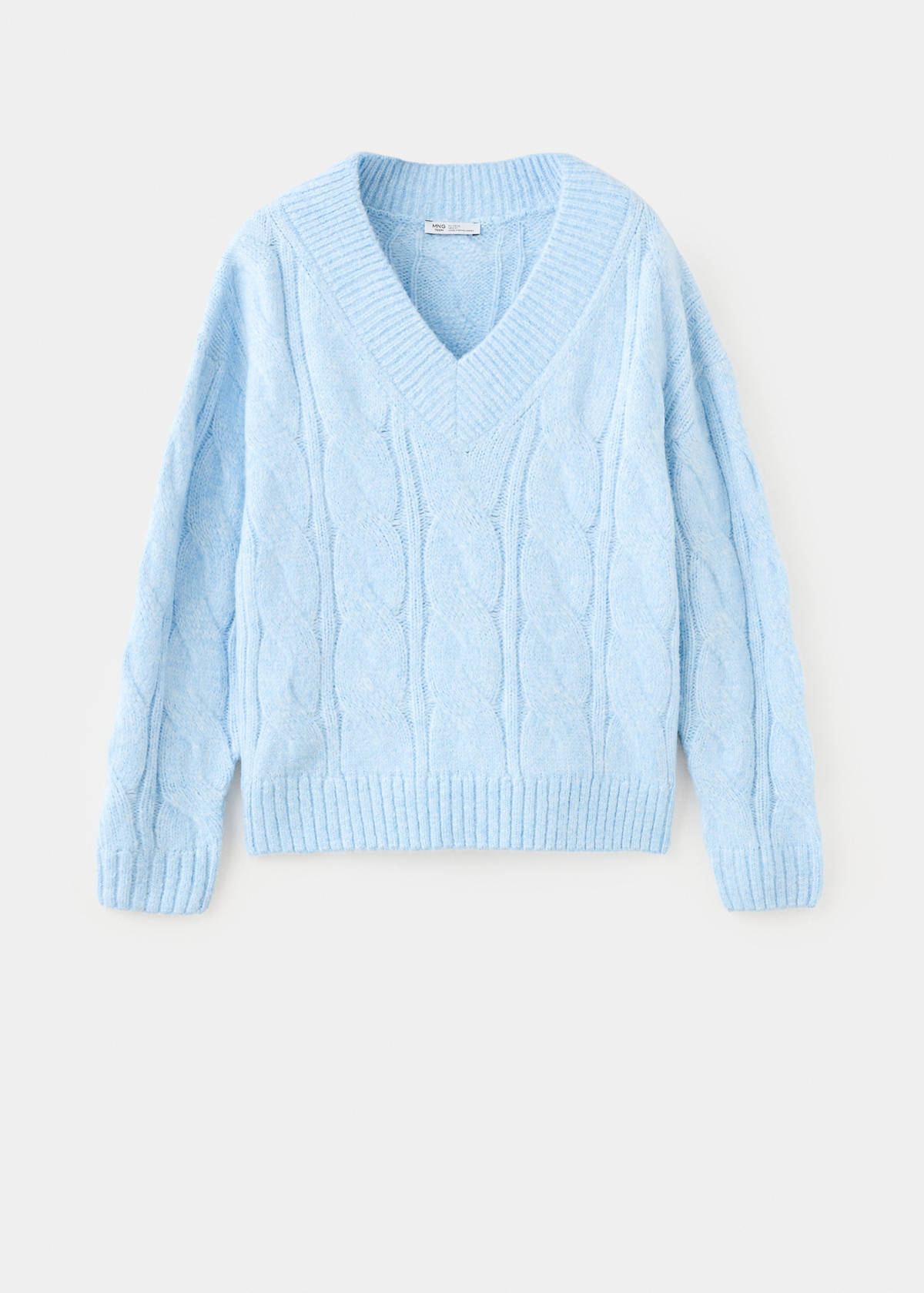 V-neck braided sweater — Sky Blue