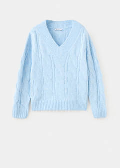 V-neck braided sweater — Sky Blue 5