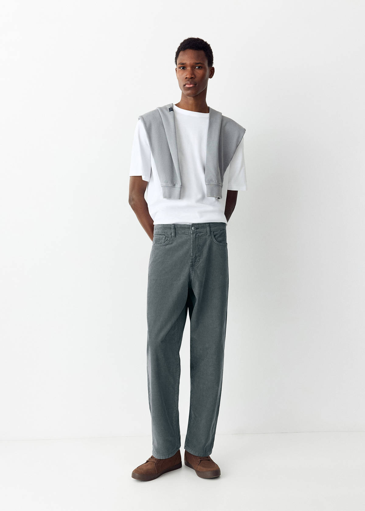 Straight corduroy trousers — Blue