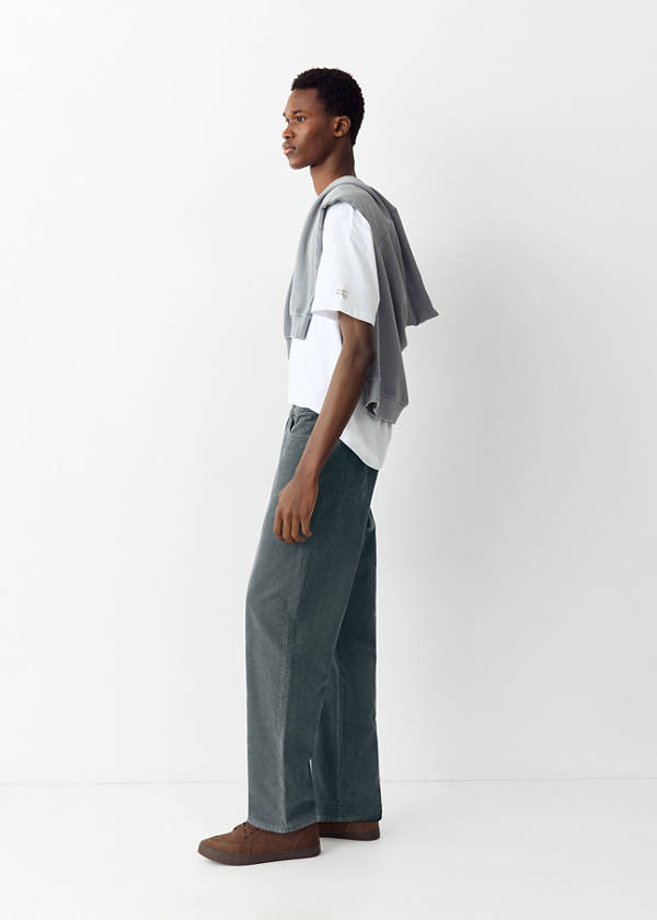 Straight corduroy trousers — Blue