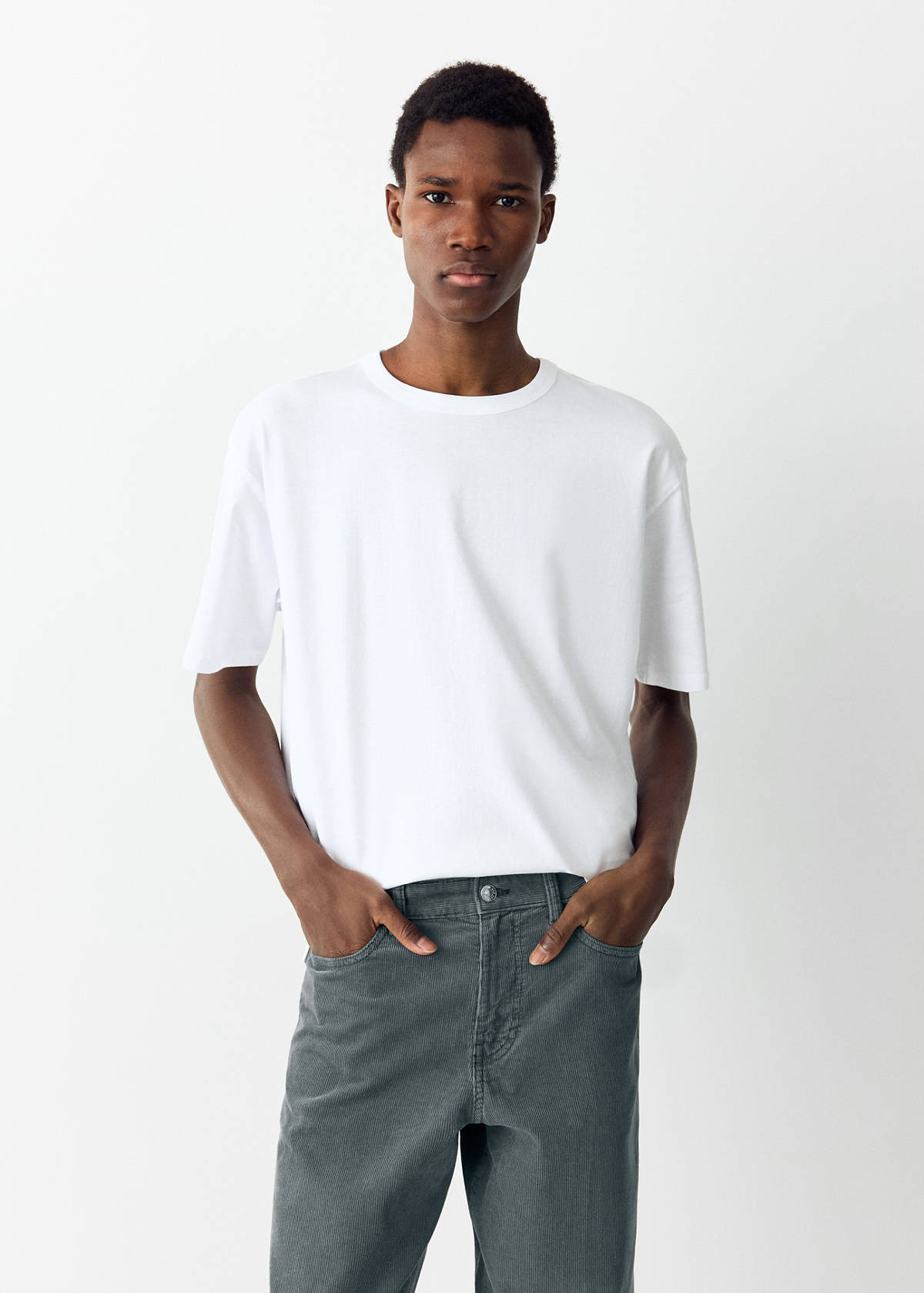 Straight corduroy trousers — Blue