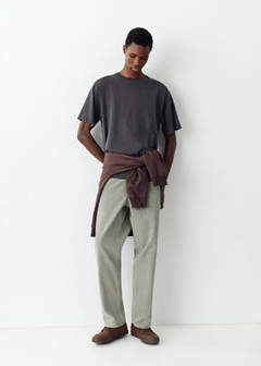 Straight corduroy trousers — Khaki 2