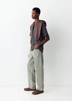 Straight corduroy trousers — Khaki 1