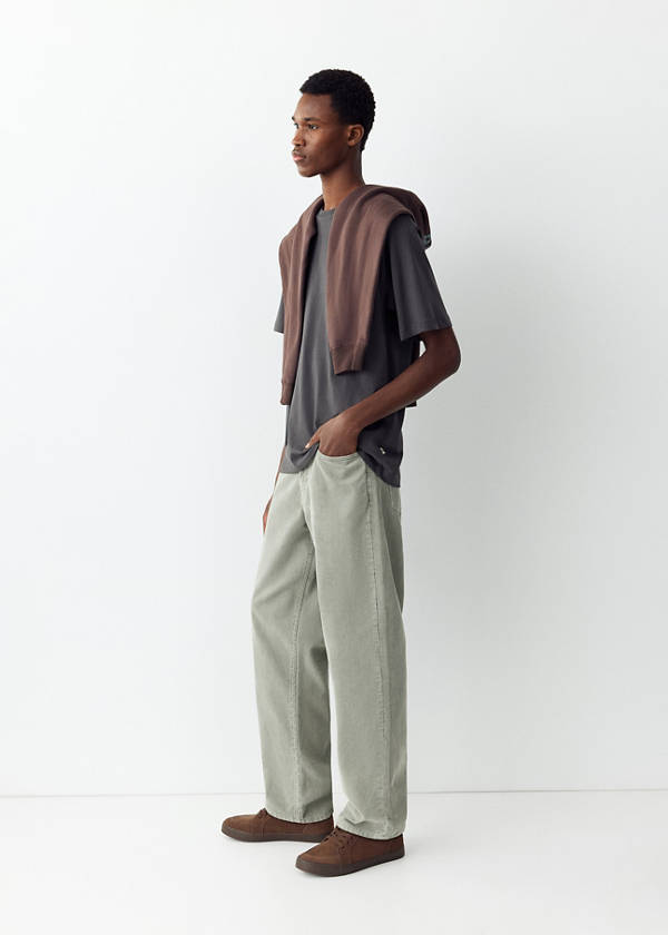 Straight corduroy trousers — Khaki