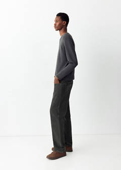 Straight corduroy trousers — Charcoal 1