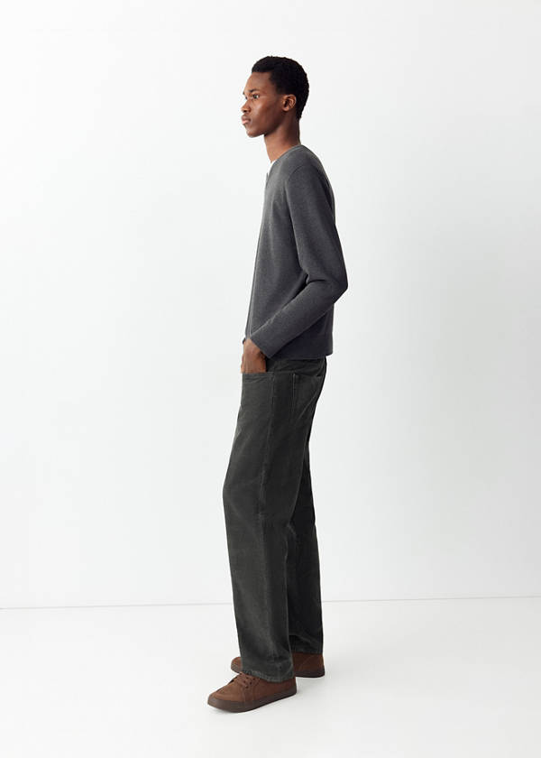 Straight corduroy trousers — Charcoal