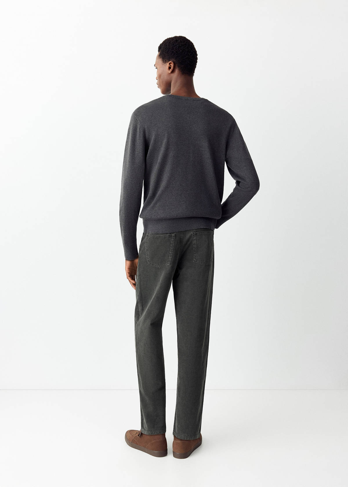 Straight corduroy trousers — Charcoal