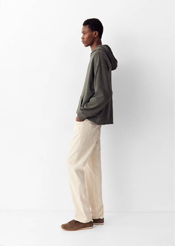 Straight corduroy trousers — Ecru