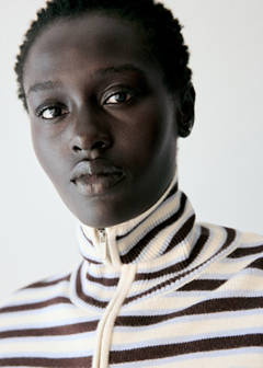 Striped sweater with perkins neck — Chocolate 4